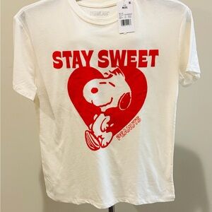 Peanuts Snoopy Stay Sweet Heart Graphic Tee Shirt T-Shirt Girls M 8 New